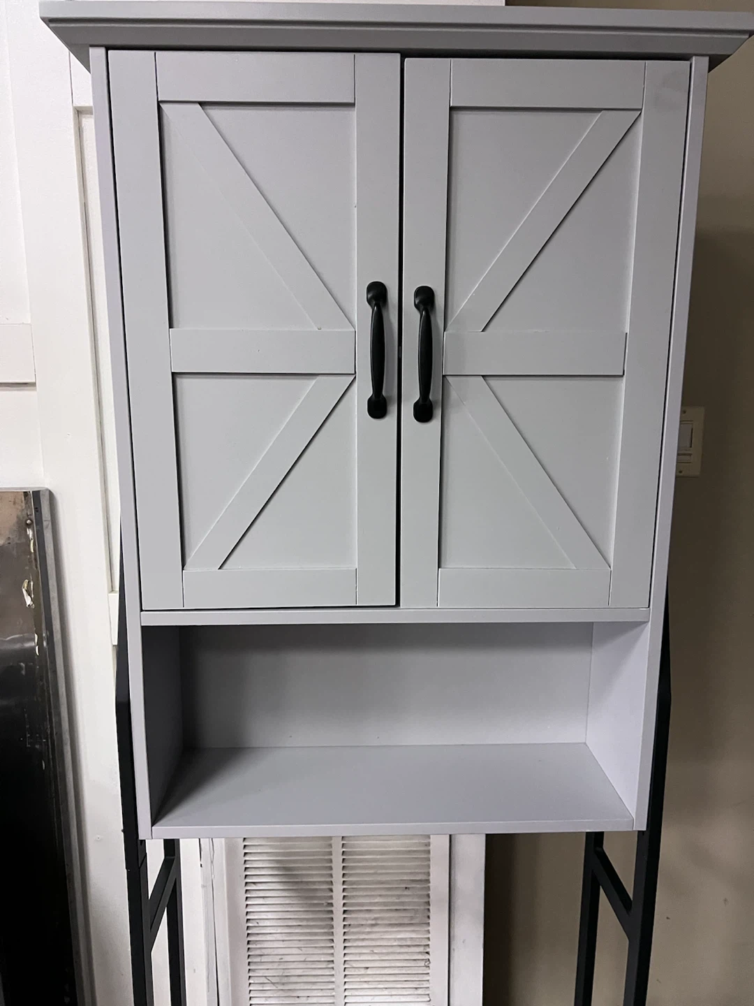 Gray Barn Door Style Bathroom Storage Cabinet - photo 3