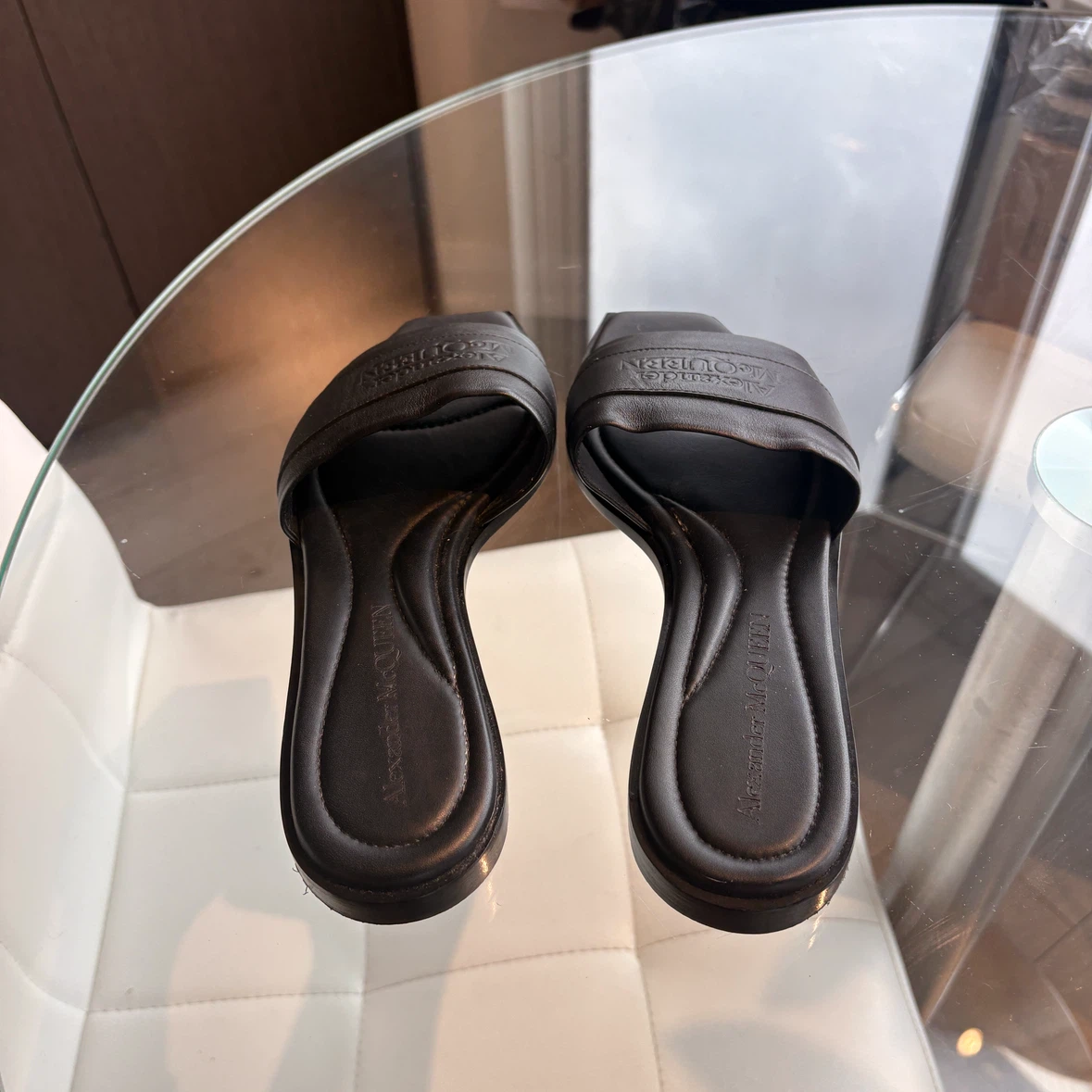 Alexander McQueen Black Leather Slides - photo 2
