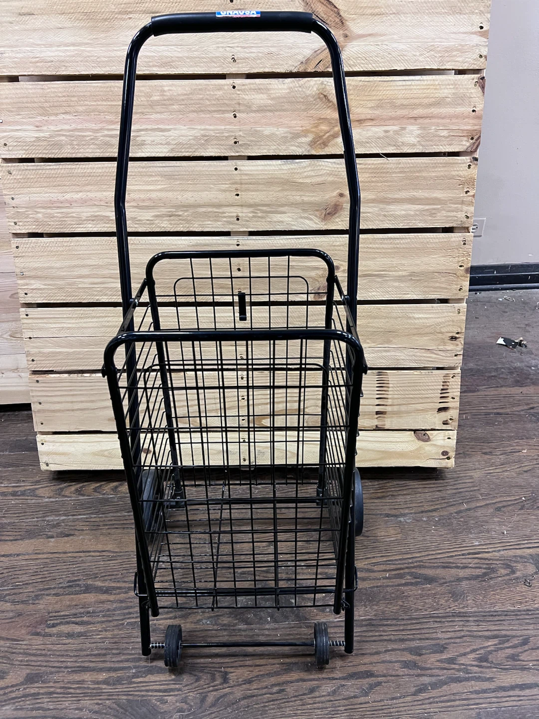 Black Metal Rolling Shopping Cart small