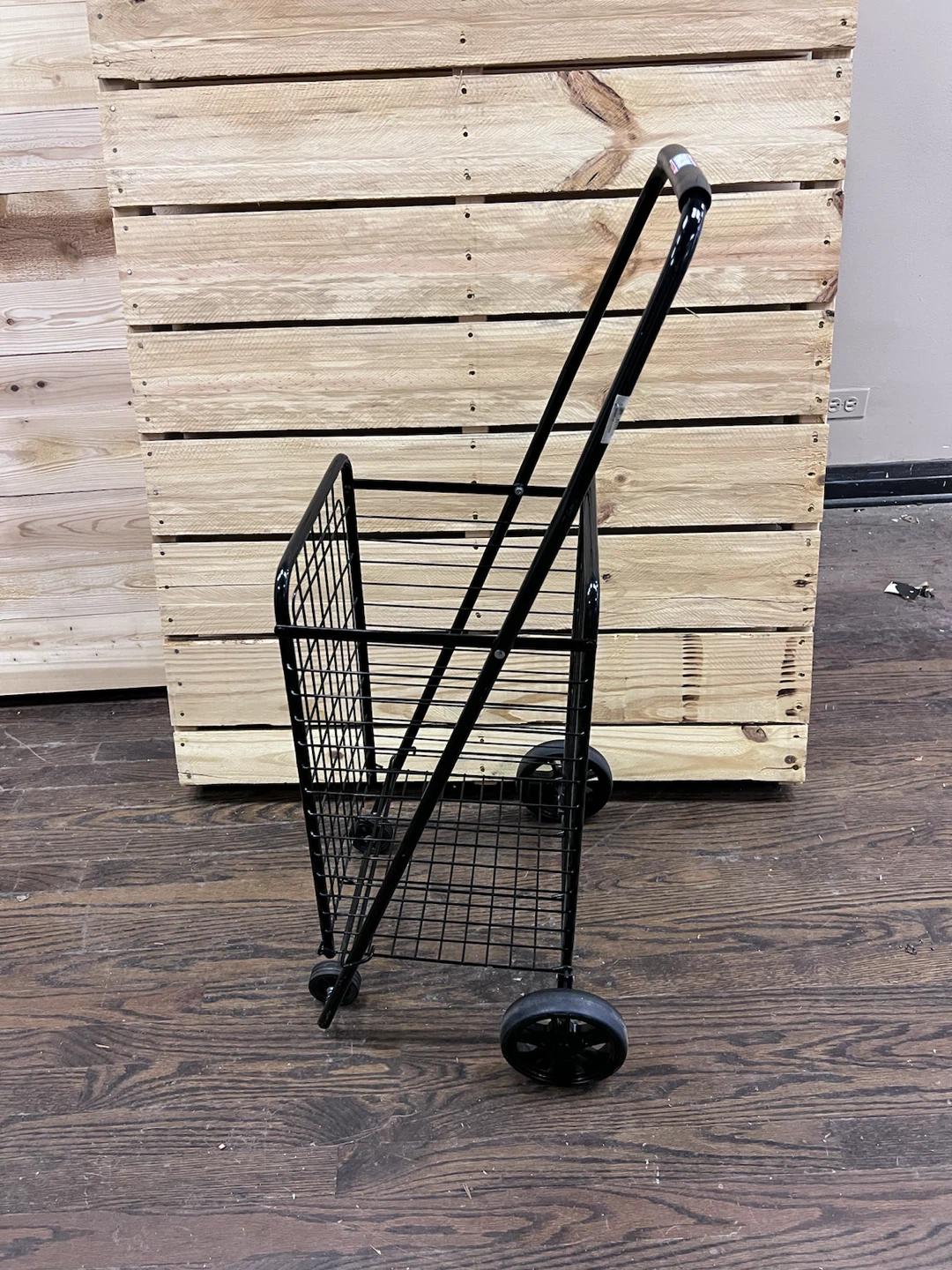 Black Metal Rolling Shopping Cart small - photo 2