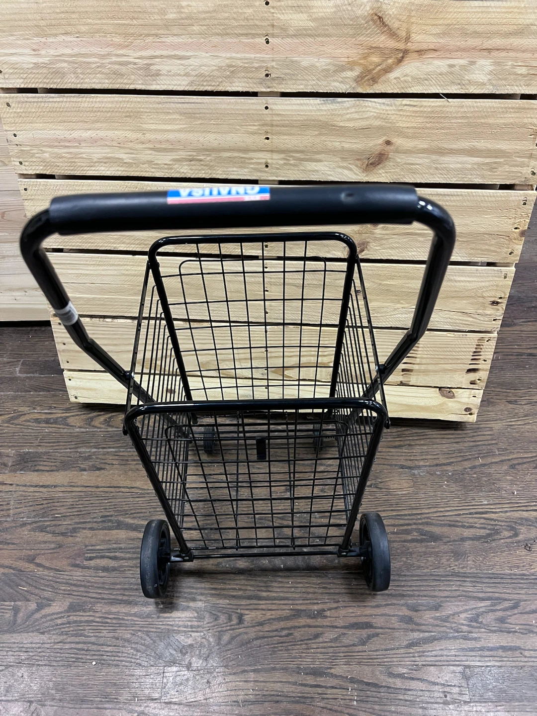 Black Metal Rolling Shopping Cart small - photo 3