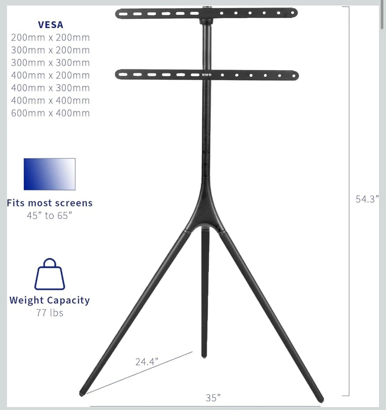 Black Easel TV Stand for 45 to 65 inch Screens - photo 3