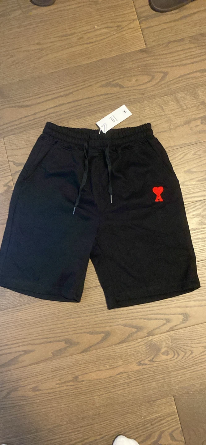 AMI Paris Black Sweat Shorts