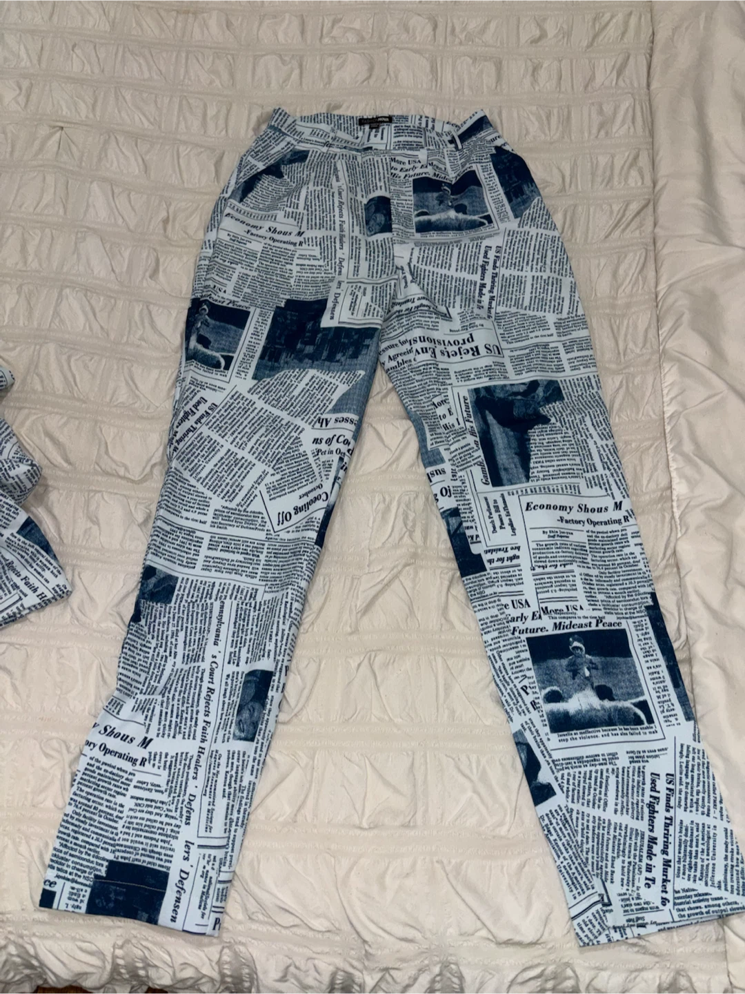Fashion Nova Newspaper Print Blazer and Pants Set Size S