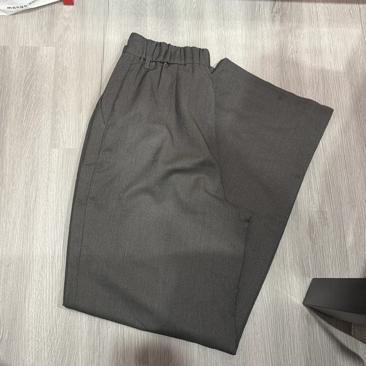 Grey Elastic Waist office Pants