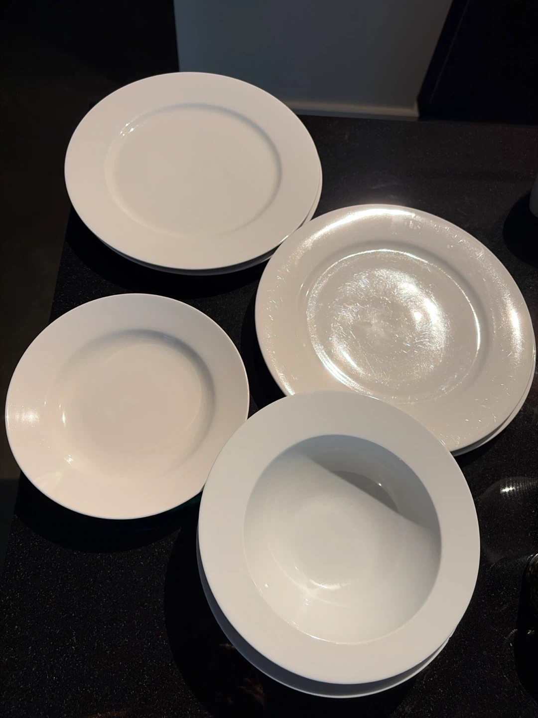 Set of White Plates and Bowls
