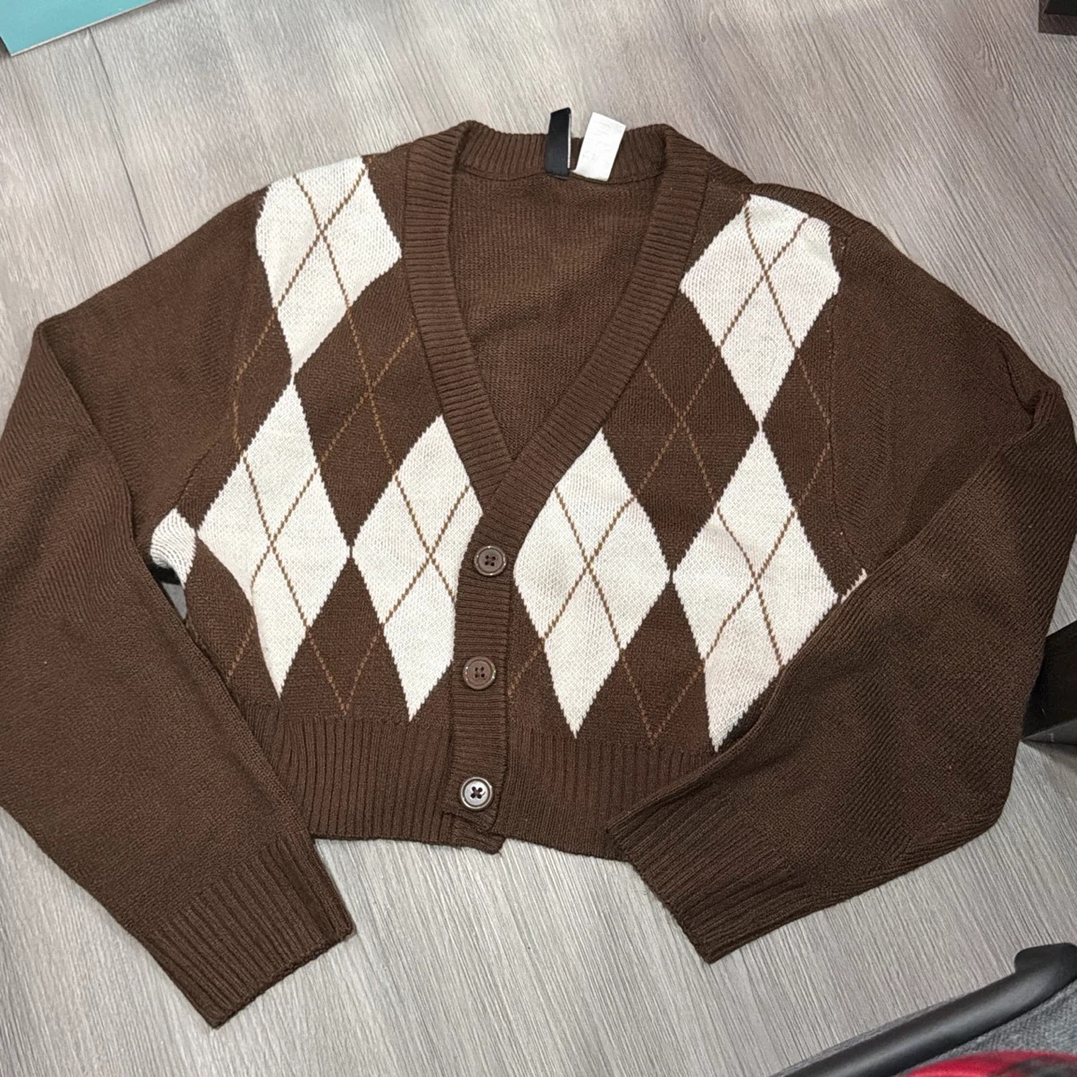 Brown Argyle Cardigan