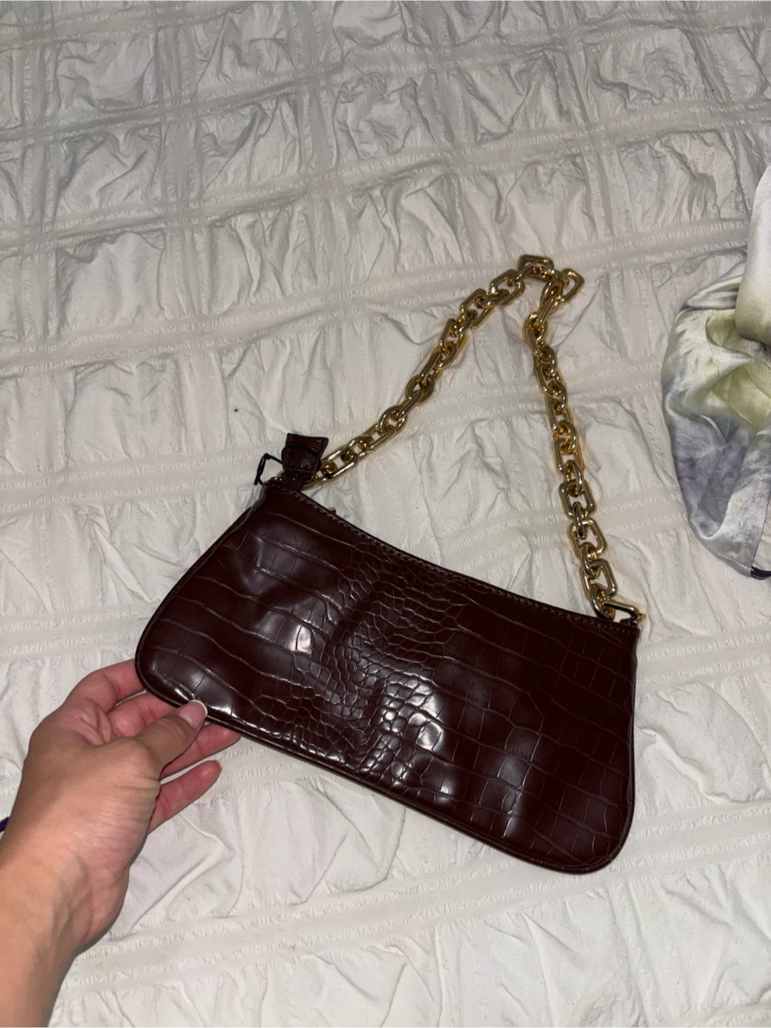 Zara Croc Embossed Shoulder Bag