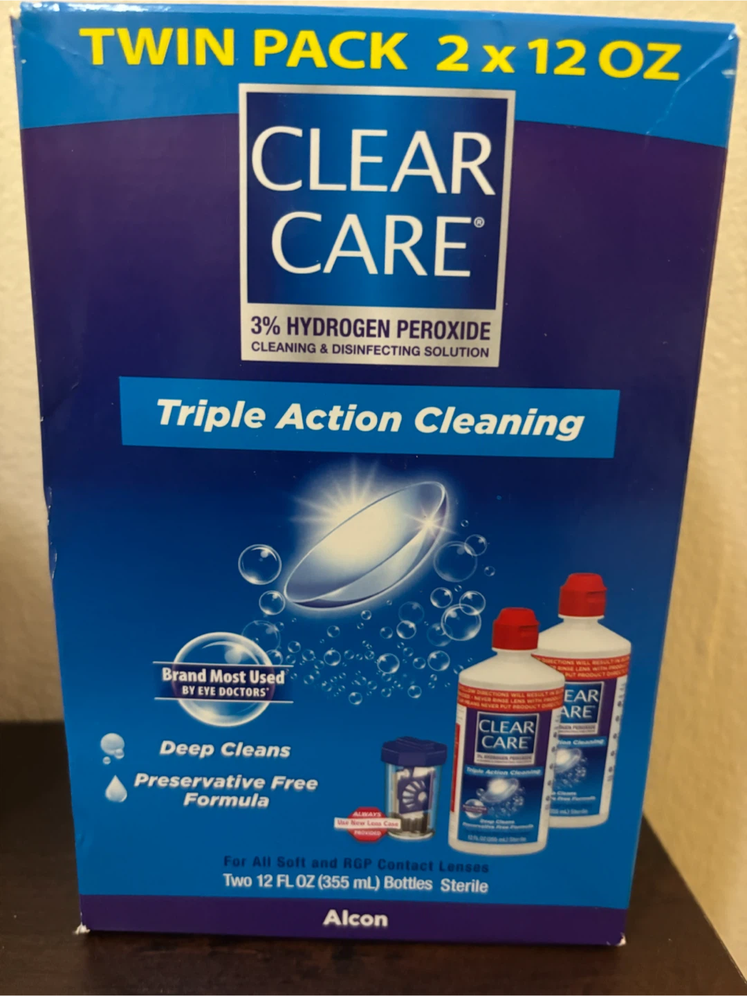 NEW-Clear Care Hydrogen Peroxide Contact Lens Solution Twin Pack