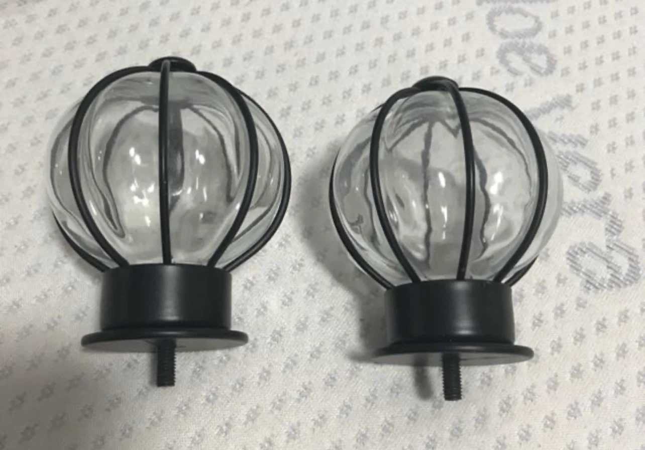 Ikea Blast Glass Globe Curtain Round Rod Finials (Pair)