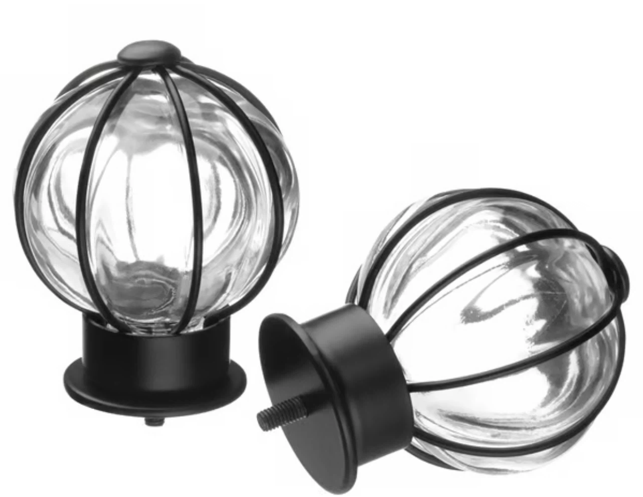 Ikea Blast Glass Globe Curtain Round Rod Finials (Pair) - photo 2