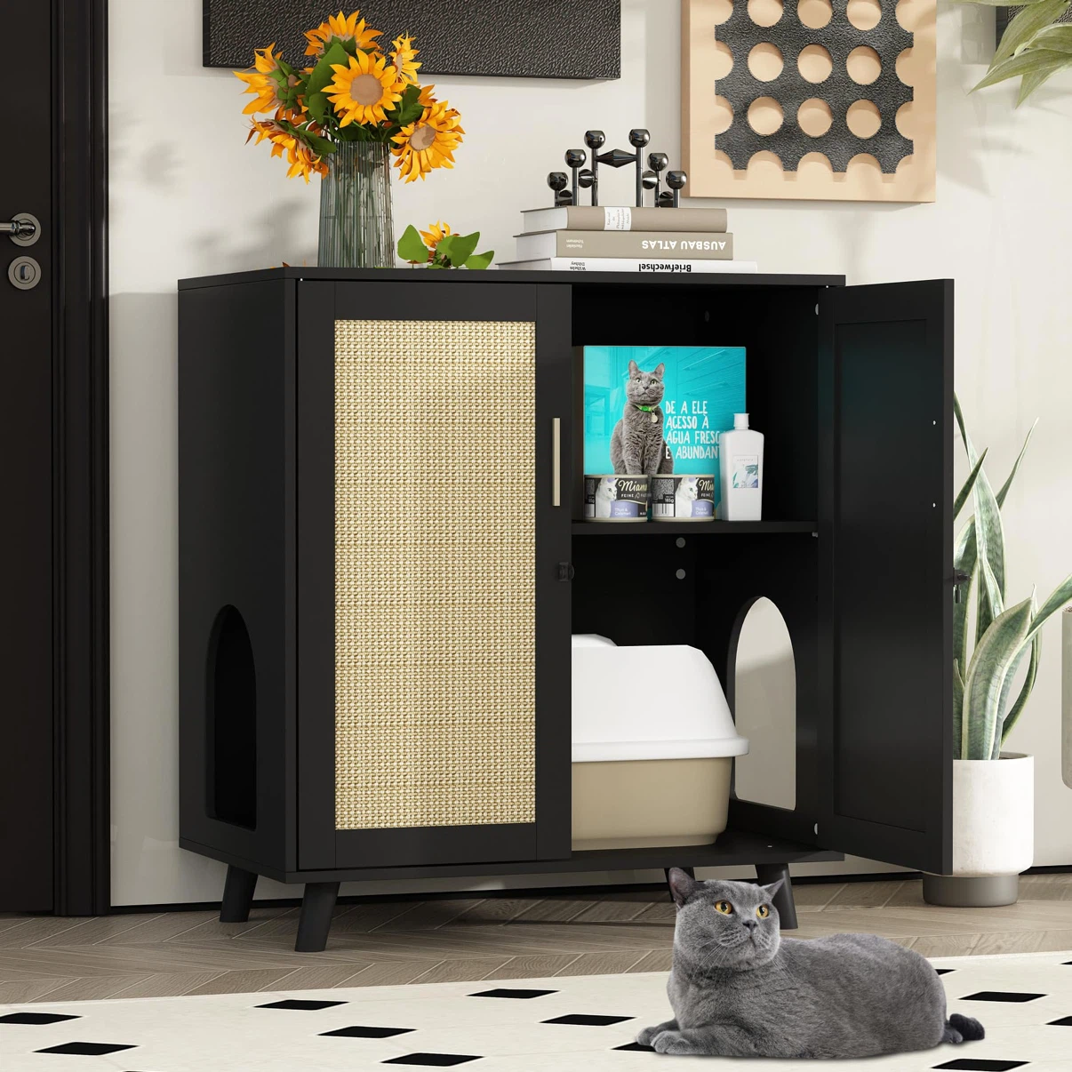 MOOLIVE Cat Litter Box Enclosure with Storage