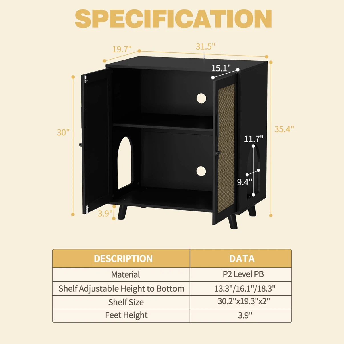 MOOLIVE Cat Litter Box Enclosure with Storage - photo 2
