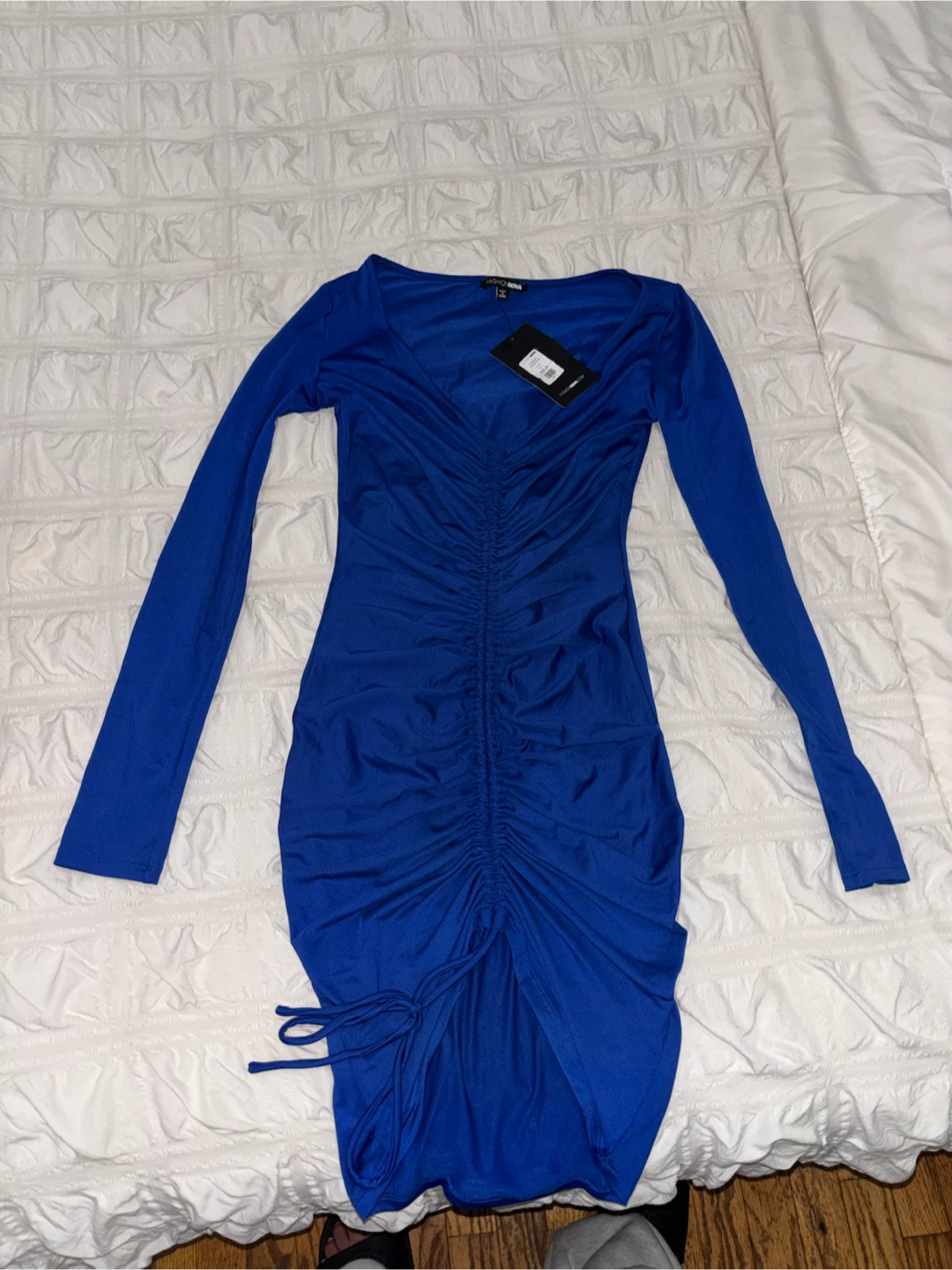 Fashion Nova Ruched Long Sleeve Dress Royal Blue XS - photo 3