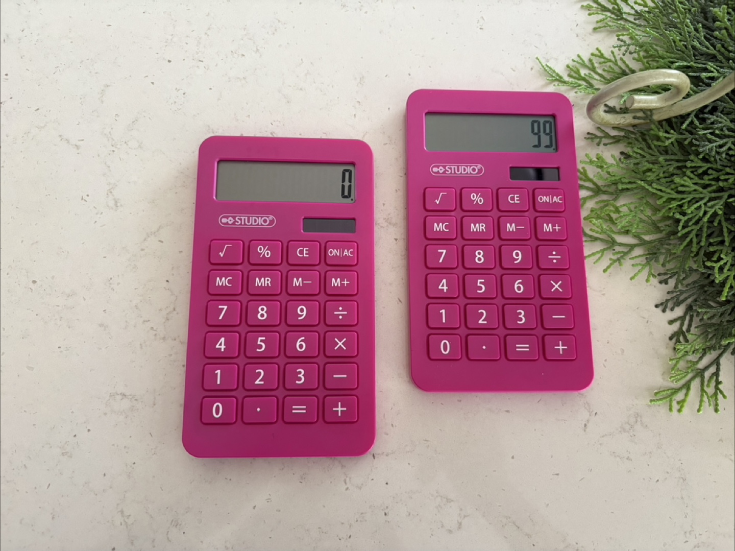 Solar Operated Studio Basic Calculators - Pink