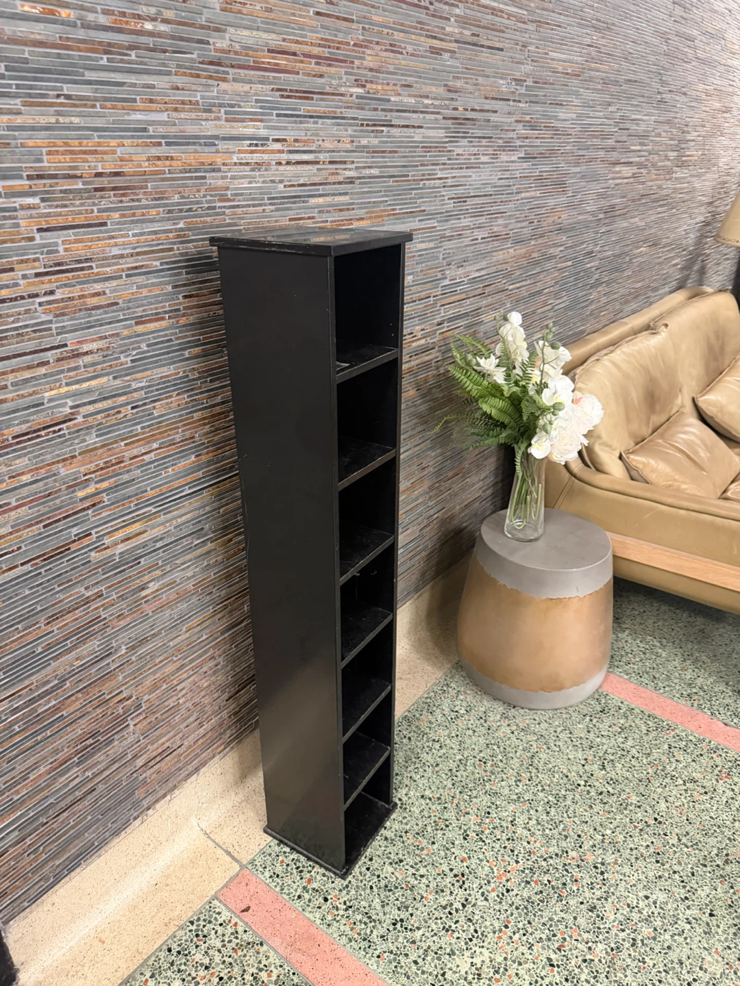 Black Wooden Media Storage Tower / Shelving Unit - photo 2