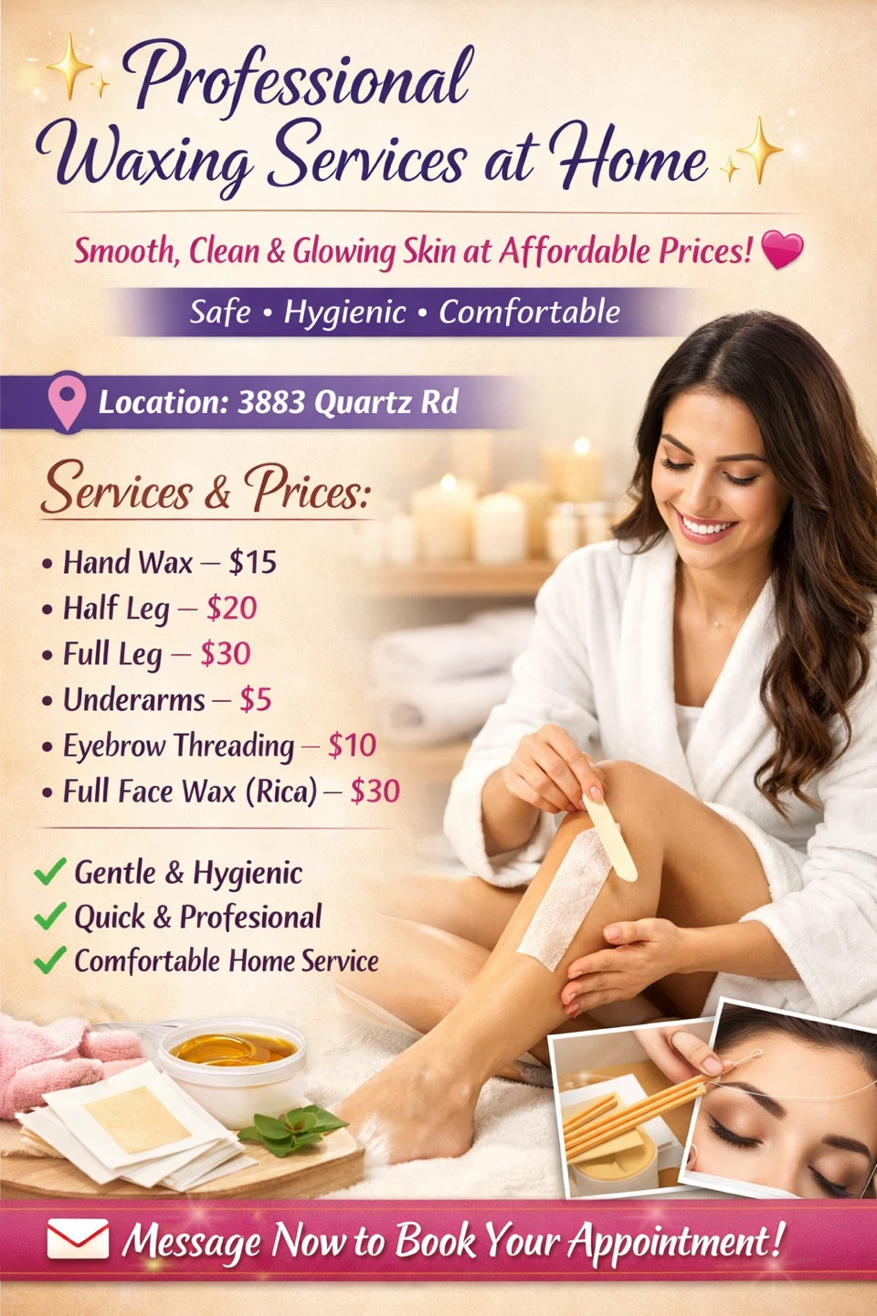 Professional Waxing Services at Home