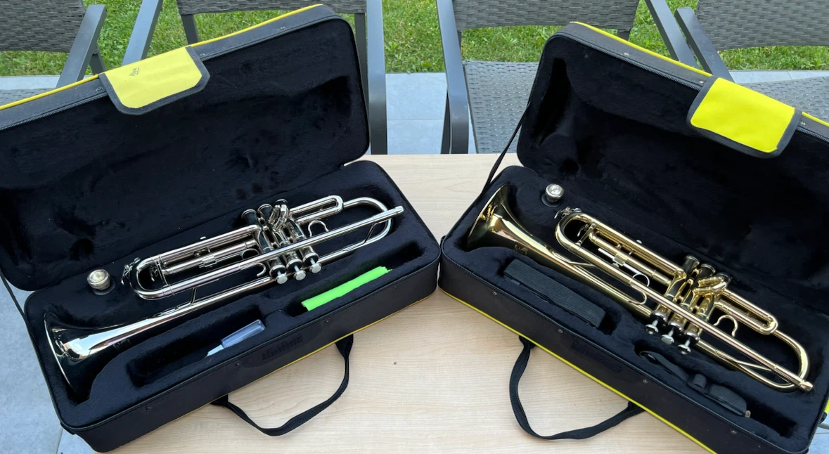 Two Trumpets with Cases