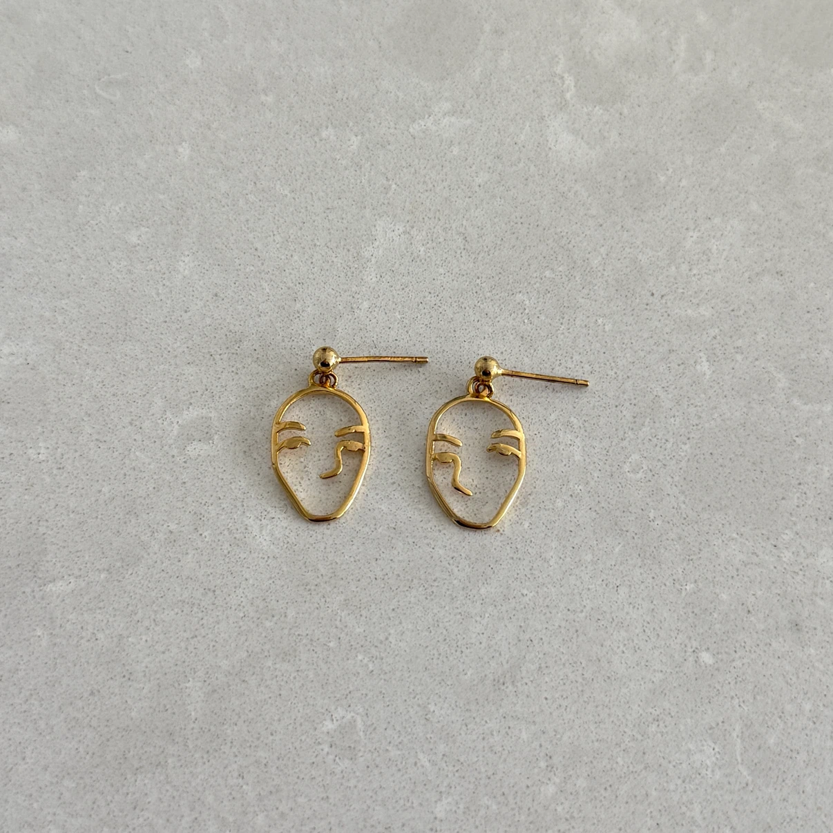 Gold Vermeil Face Outline Dangle Earrings