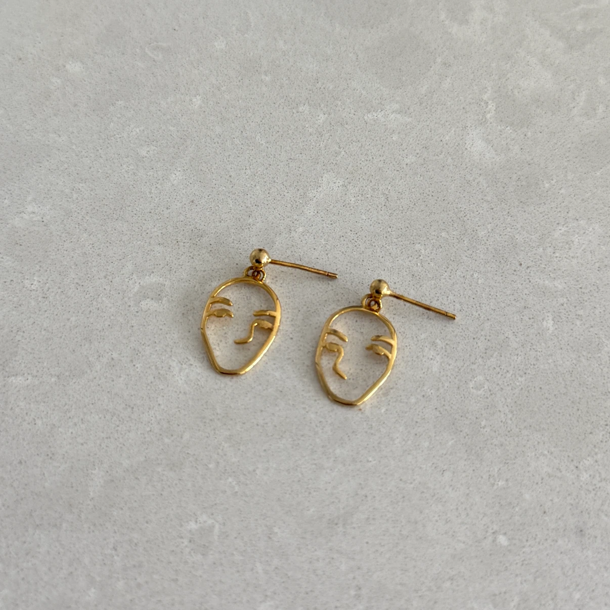 Gold Vermeil Face Outline Dangle Earrings - photo 2