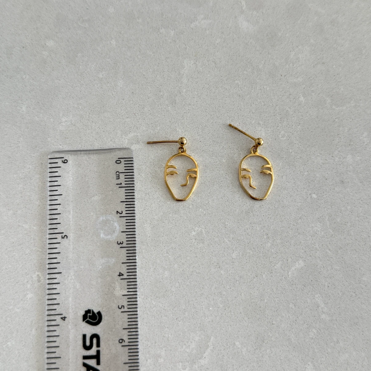 Gold Vermeil Face Outline Dangle Earrings - photo 3