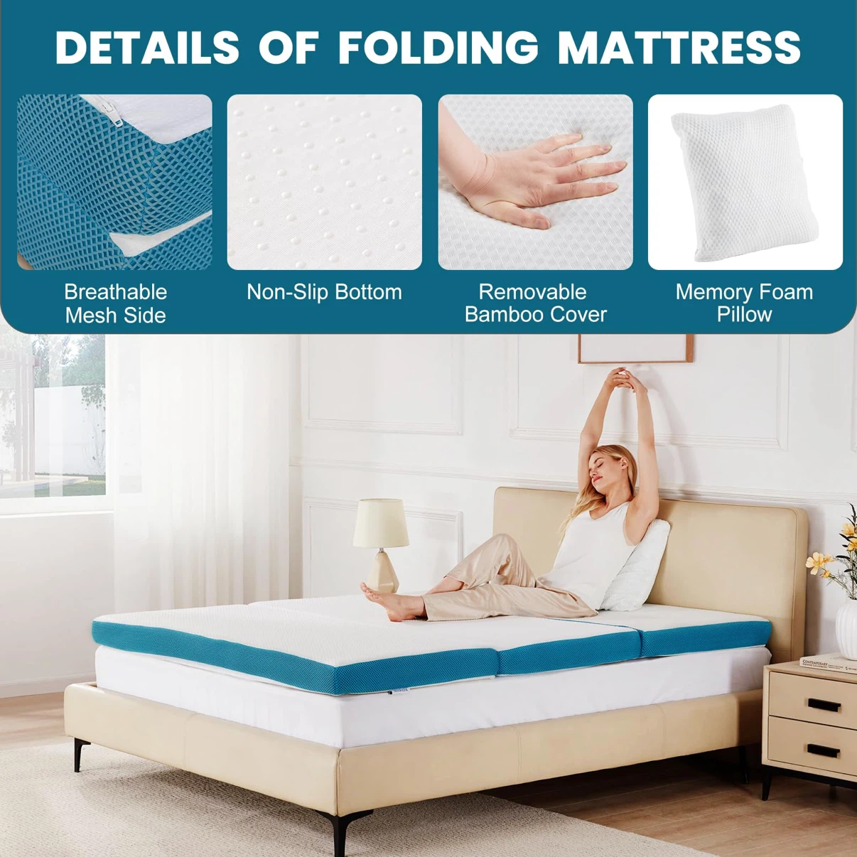 SINWEEK Memory Foam Mattress Pillow & Storage Bag-Full/Double - photo 3