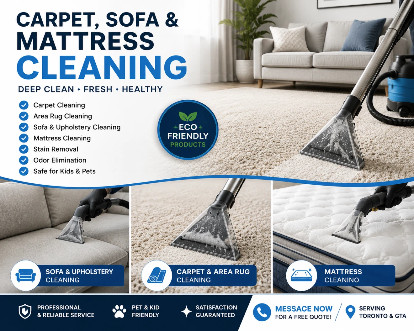 Eco-Friendly Carpet, Sofa & Mattress Cleaning Service