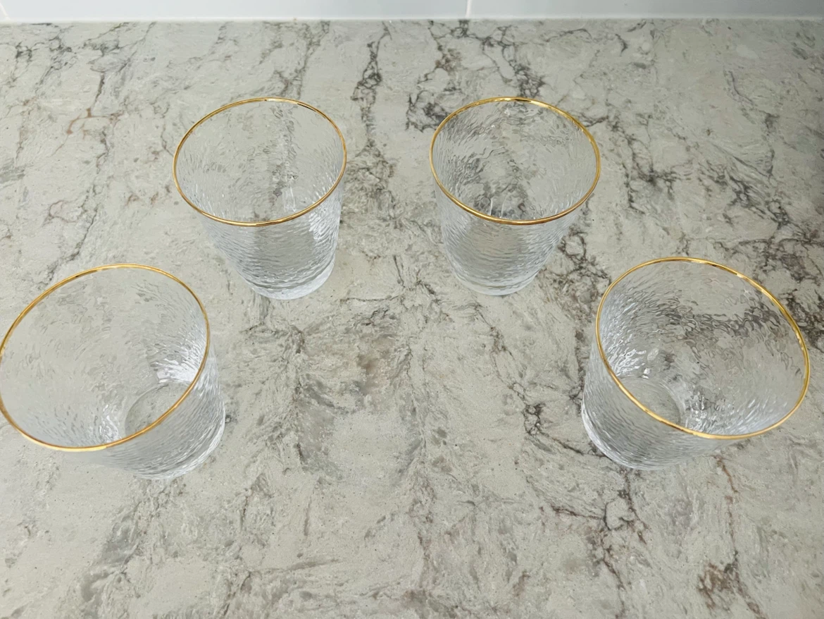 (Foxhome brand)Set of 4 Textured Glasses with Gold Rim - photo 2