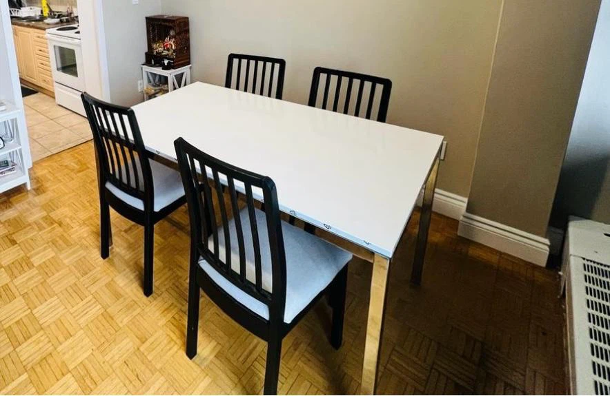 Ikea new dining table with 4 chairs and free toaster