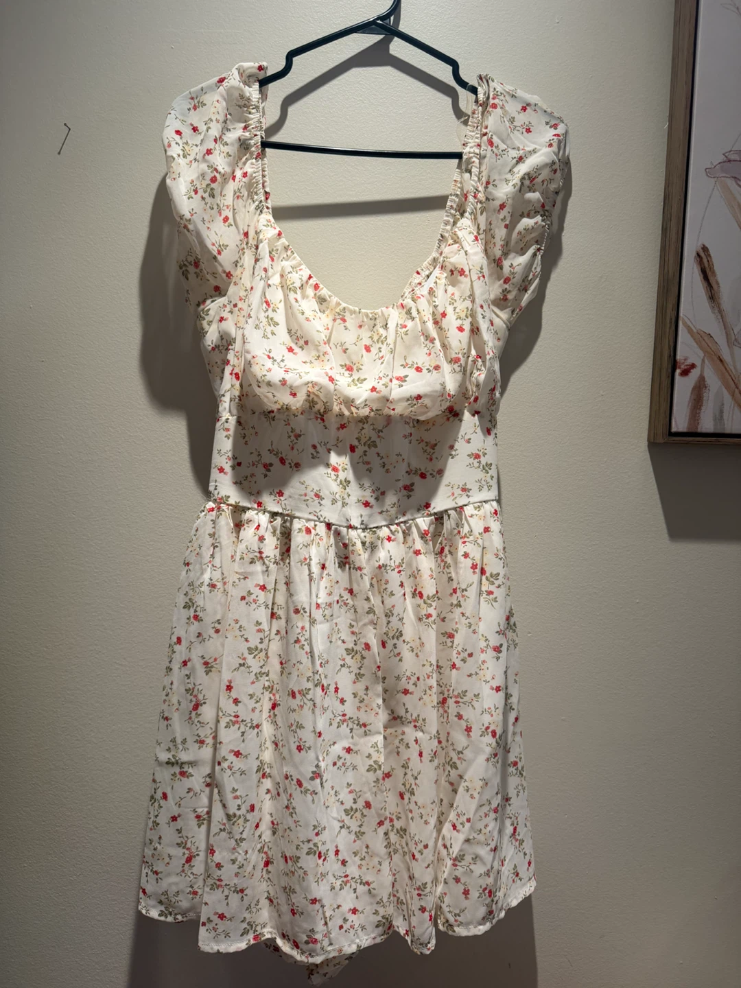 Floral Puff Sleeve Smocked Romper