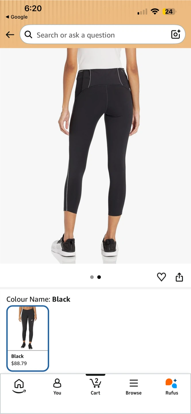 New Balance Crop Leggings - Black - Size M