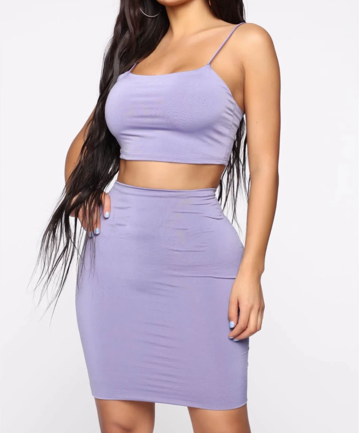 Lavender Crop Top and Skirt Set