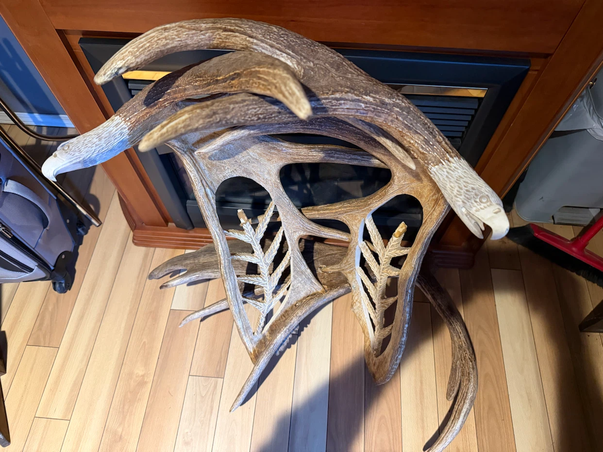 Carved Antler Eagle Sculpture - photo 2