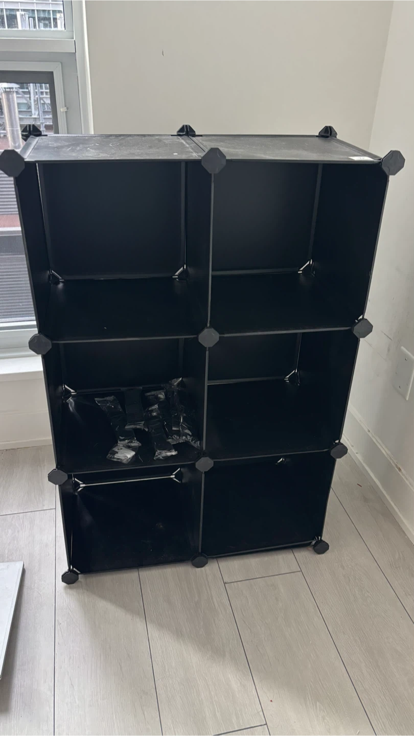 Black Modular Cube Storage Shelf Unit (6 cubes)