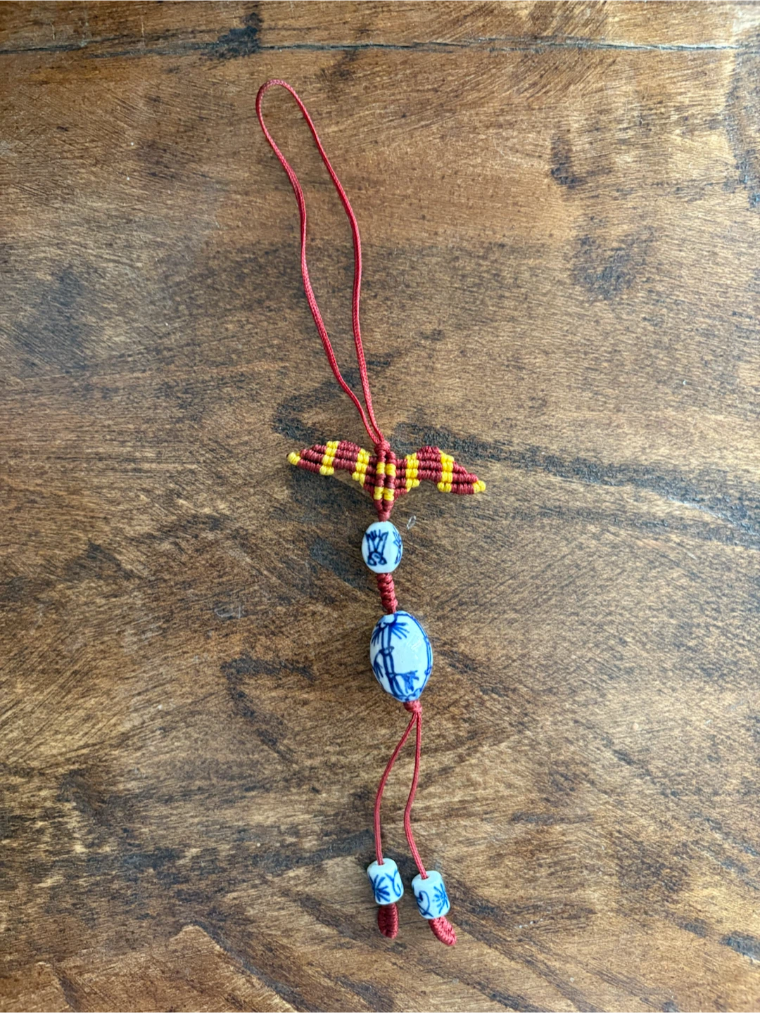 Macrame Charm with Ceramic Beads