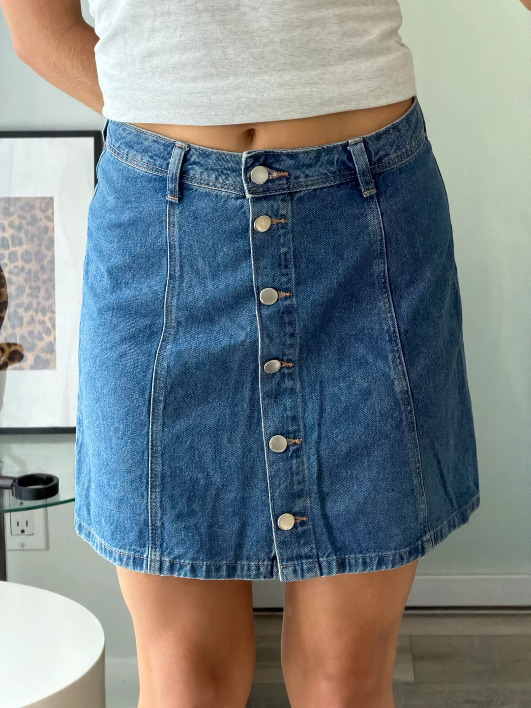 Denim midi skirt with buttons
