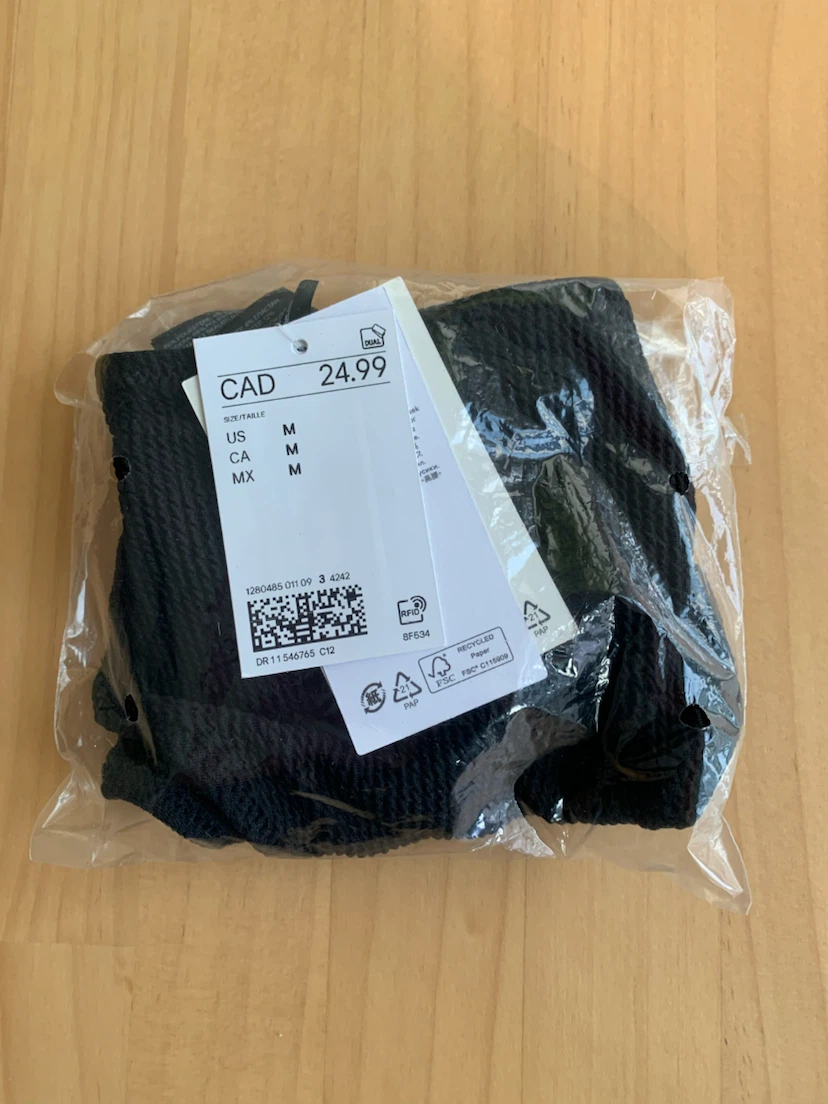 Black Textured Thong Panty - Size Medium - photo 5