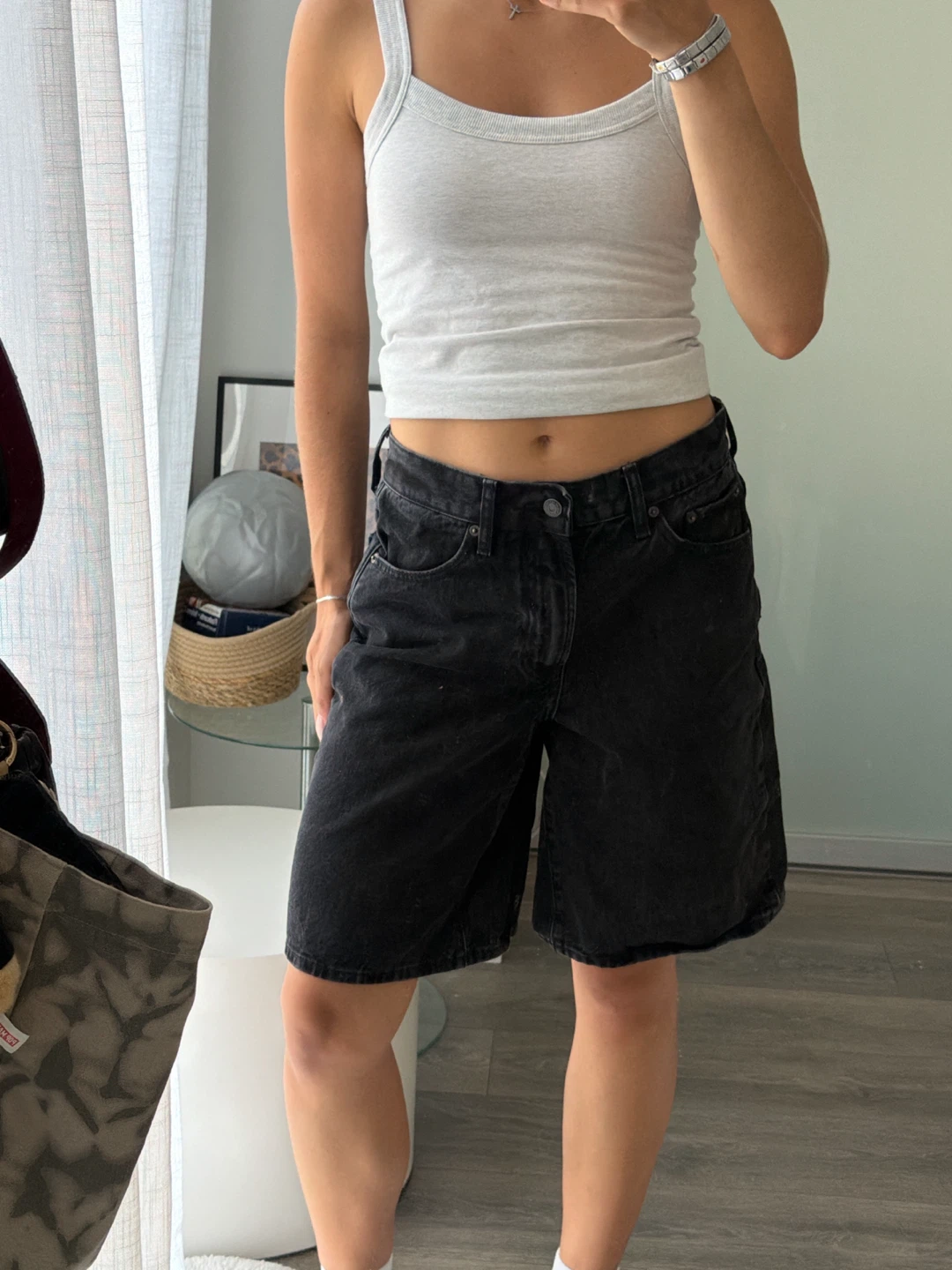 Black Denim Jorts