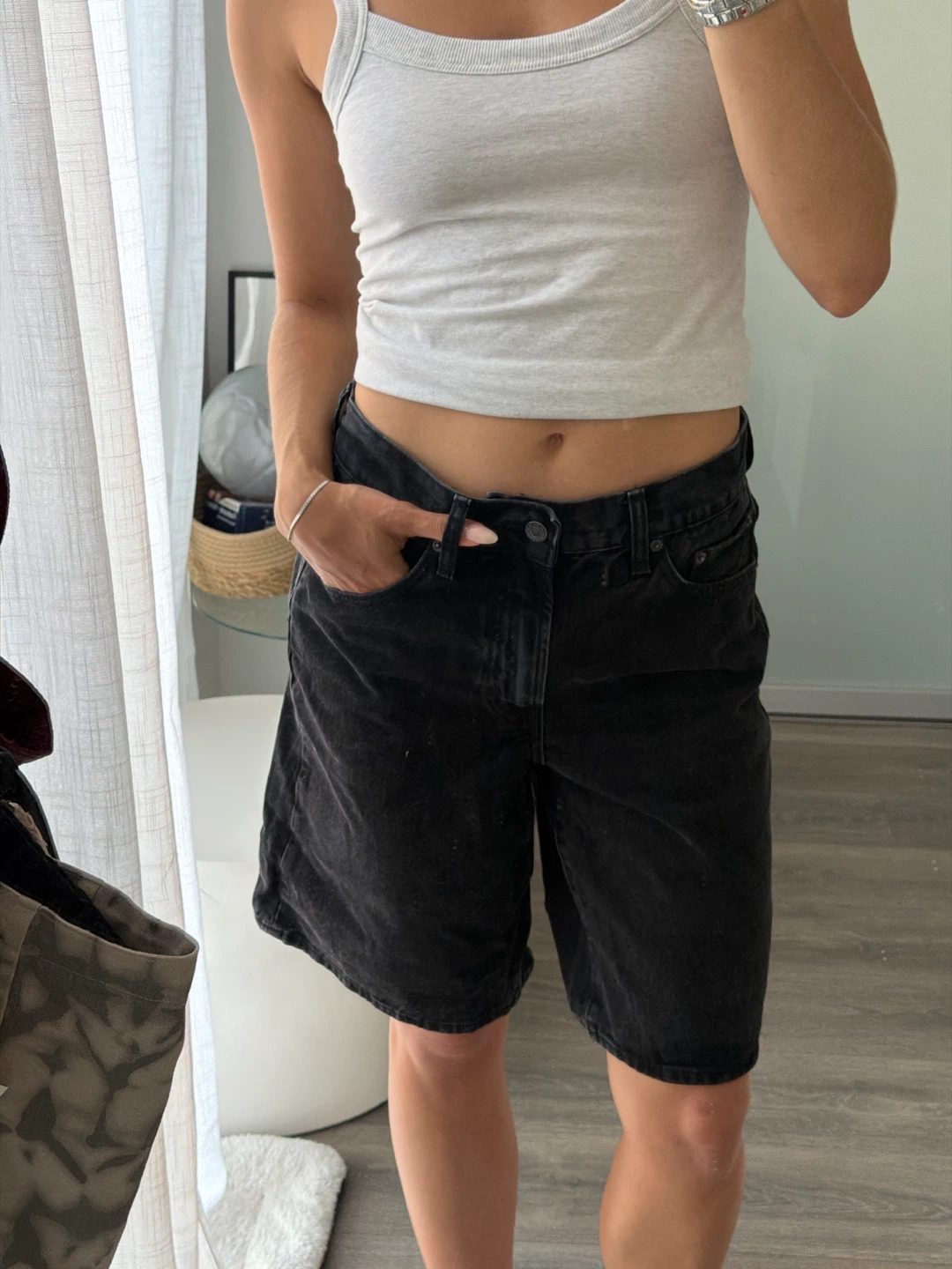 Black Denim Jorts - photo 3