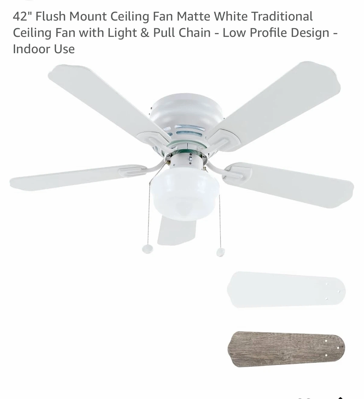 42" Ceiling Fan - Matte White with Light - photo 2