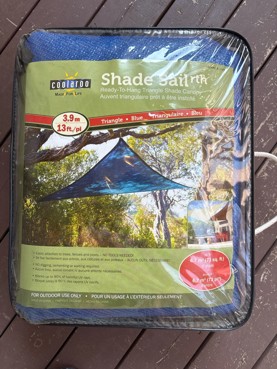 Coolaroo Shade Sail Canopy - Blue Triangle 3.9m
