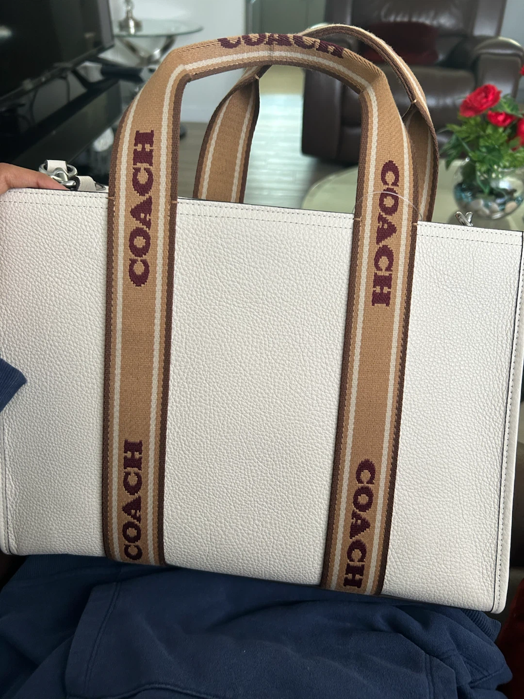 White Coach Tote Bag with Logo Straps - photo 2