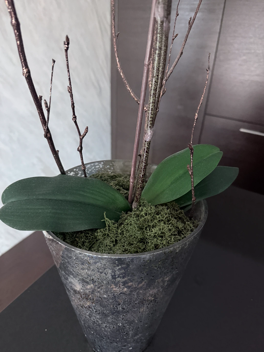 Faux White Orchid Plant in Textured Pot - photo 2