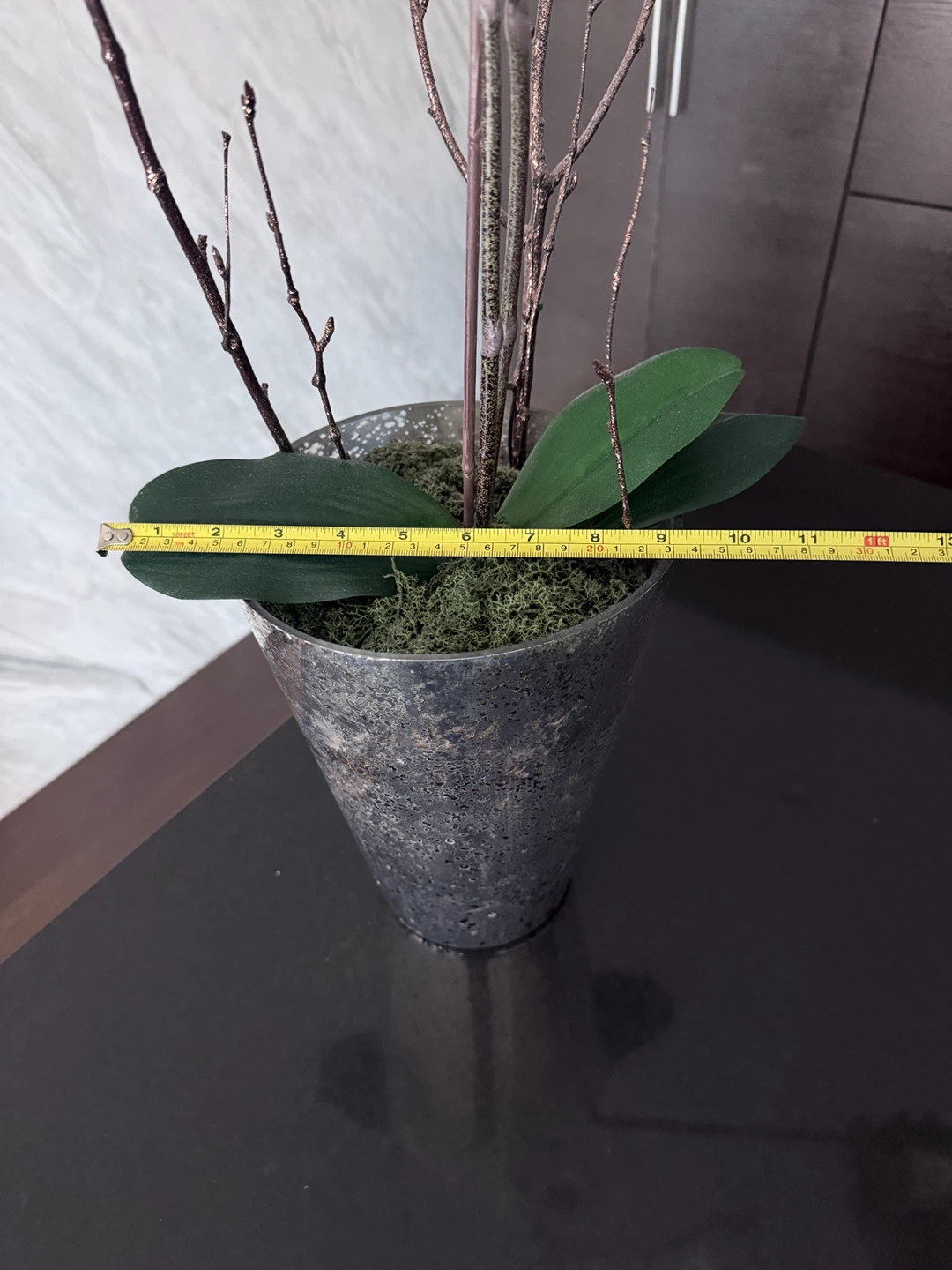 Faux White Orchid Plant in Textured Pot - photo 4