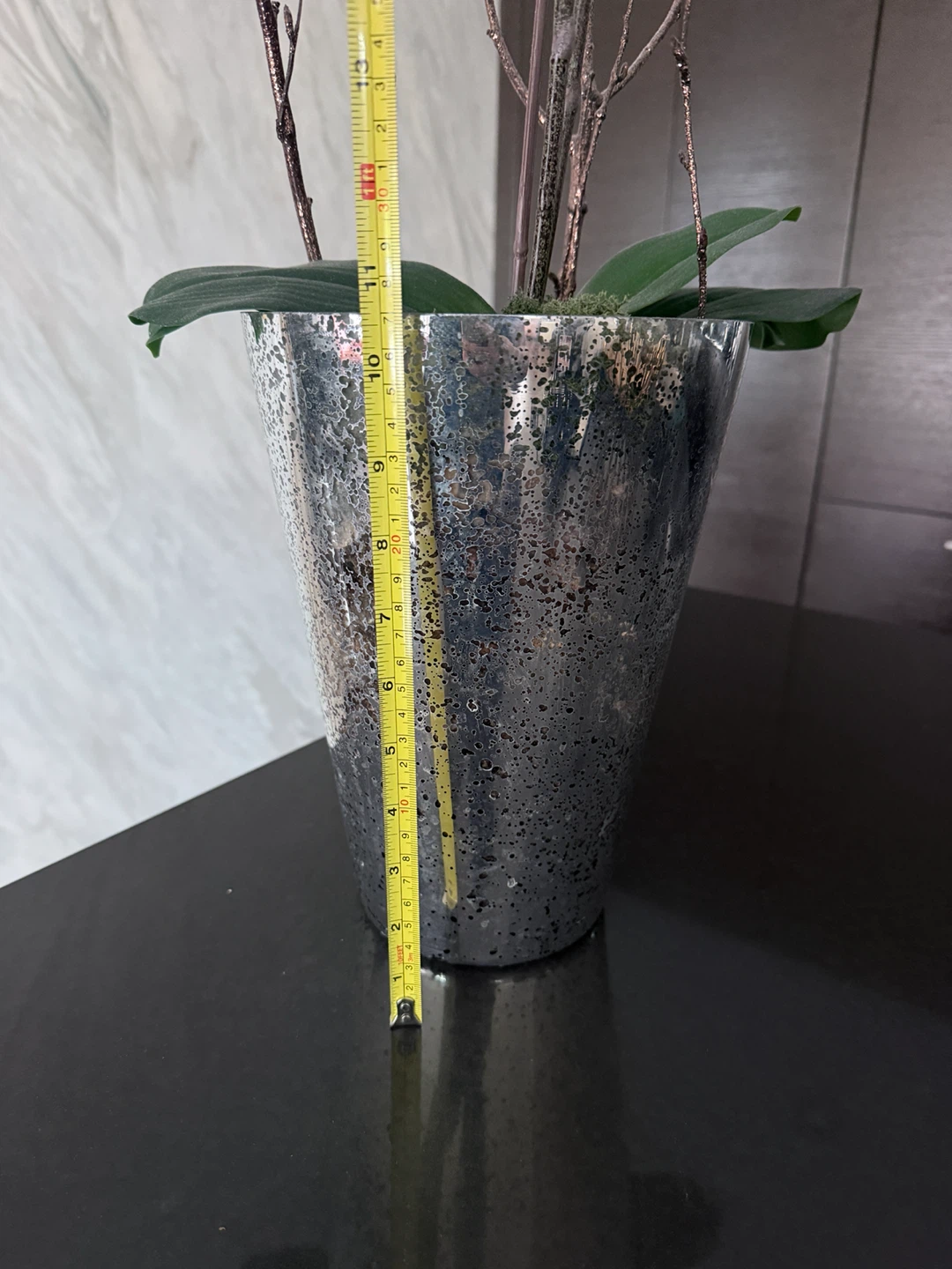 Faux White Orchid Plant in Textured Pot - photo 5