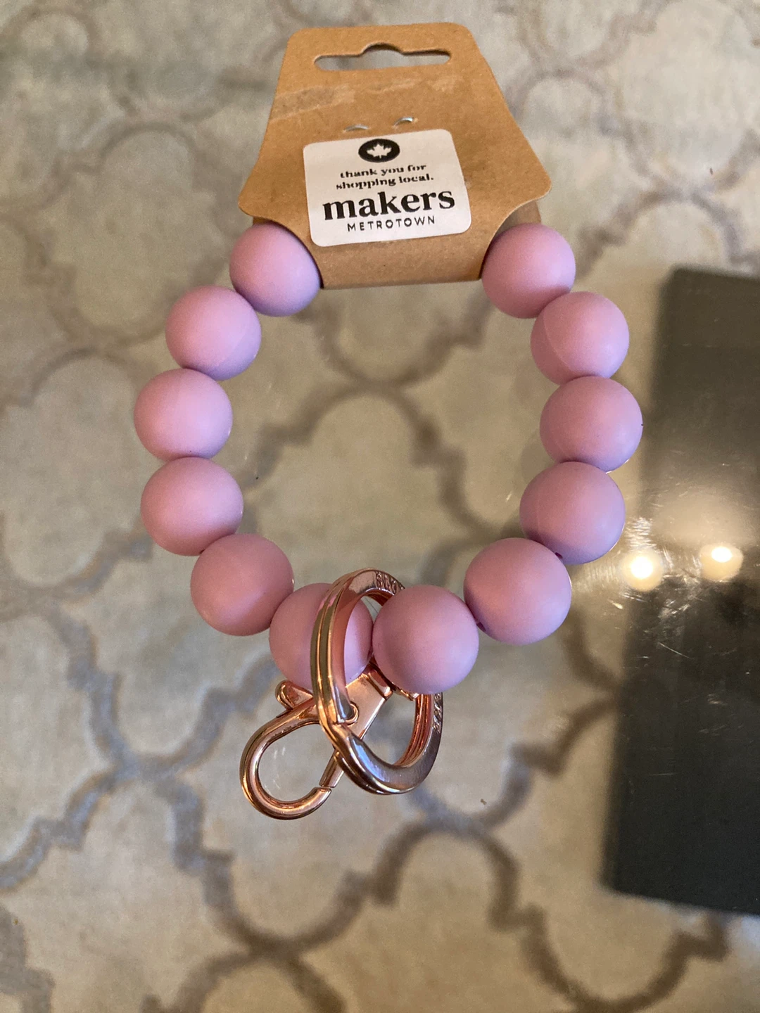 Beaded Rose Gold Keychain Bracelet - photo 2