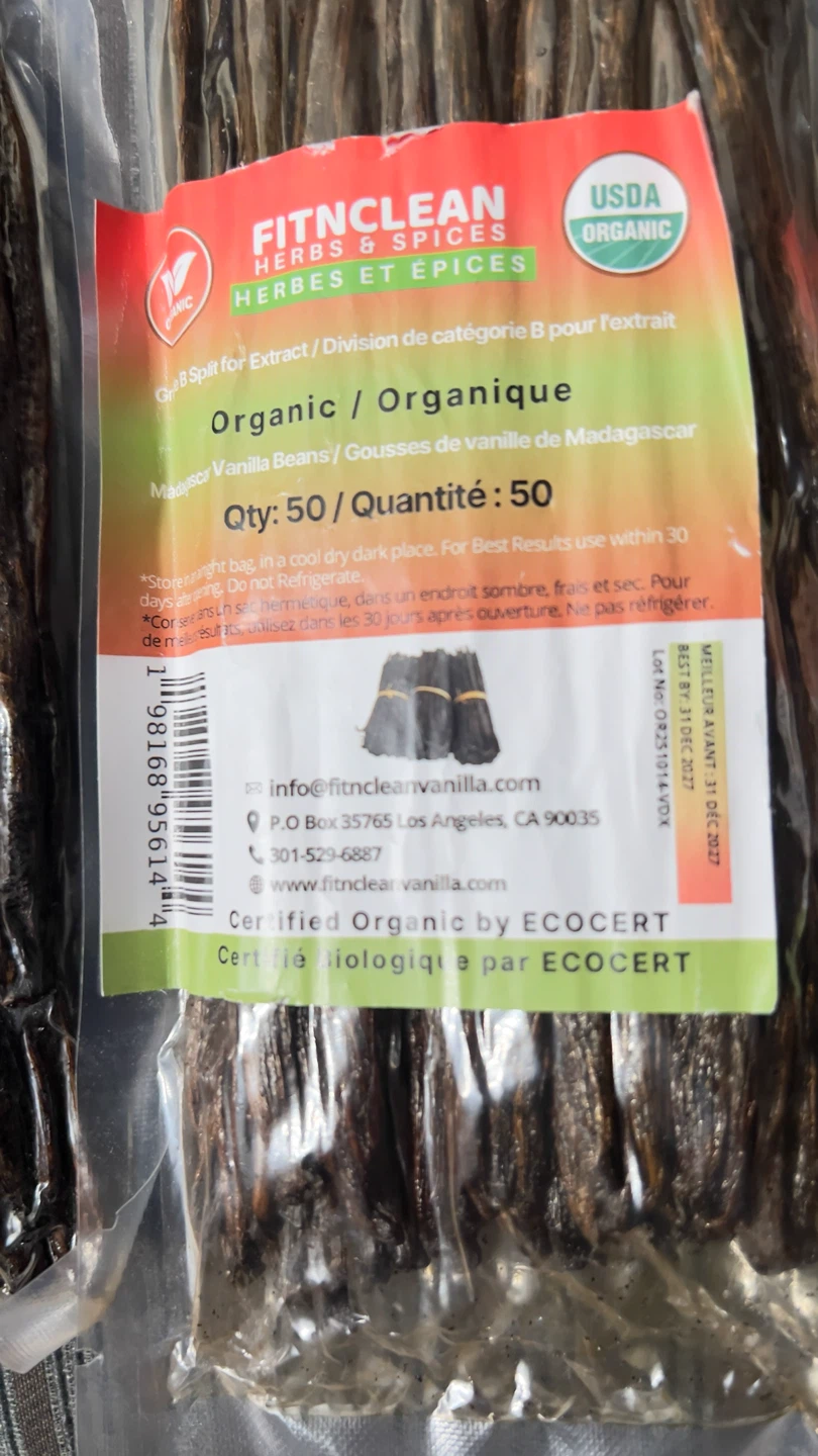 FITNCLEAN Organic Madagascar Vanilla Beans - 50 Count - photo 2