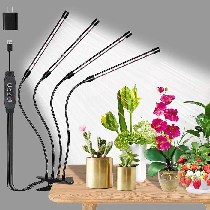 4-Head LED Grow Light for indoor plants.