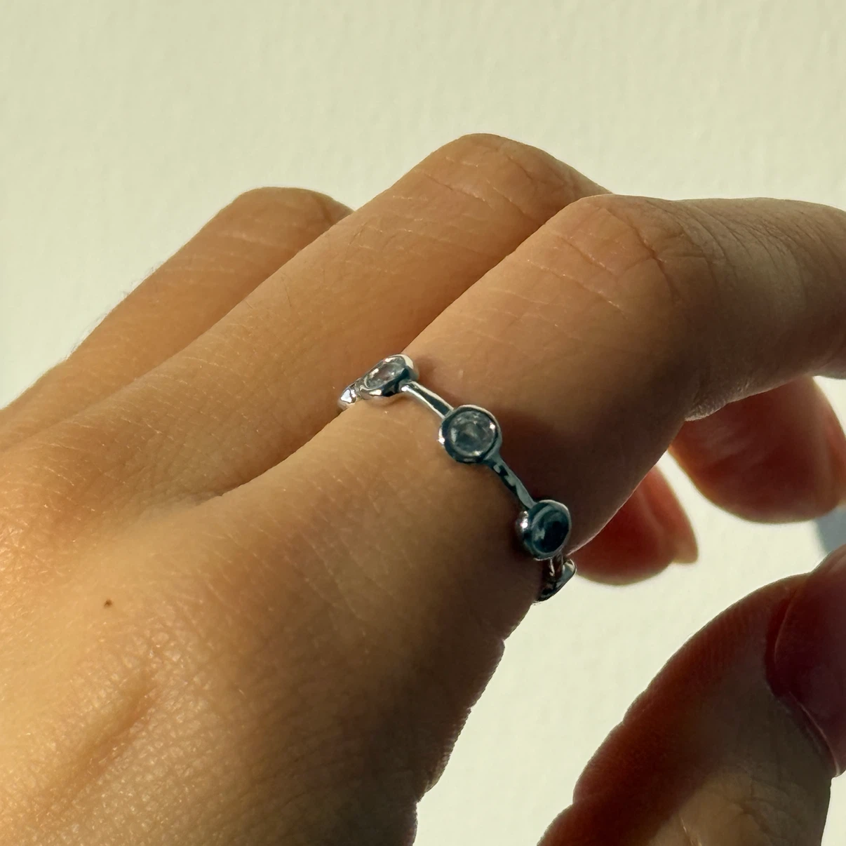 Brass ring with clear stones