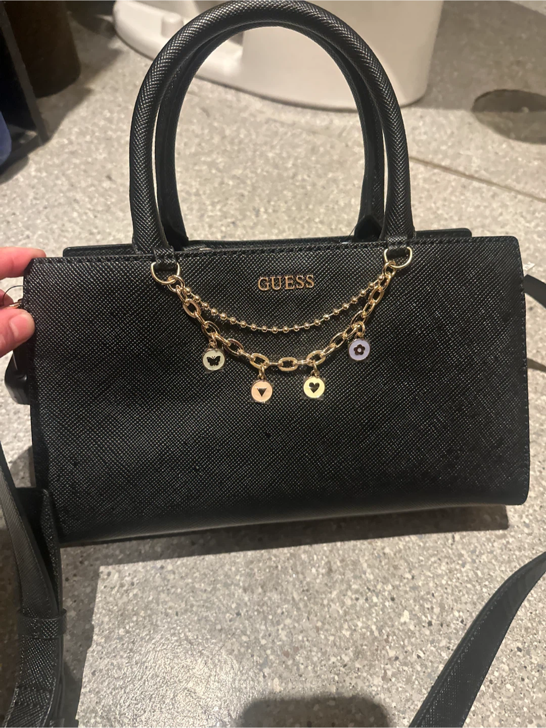 Guess Katy Satchel Bag - Black